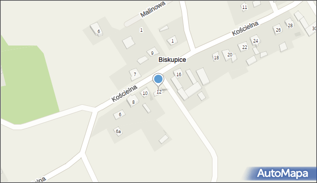 Biskupice, Kościelna, 12, mapa Biskupice