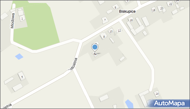 Biskupice, Kościelna, 6a, mapa Biskupice