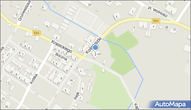 Bisztynek, Kościuszki Tadeusza, gen., 2, mapa Bisztynek