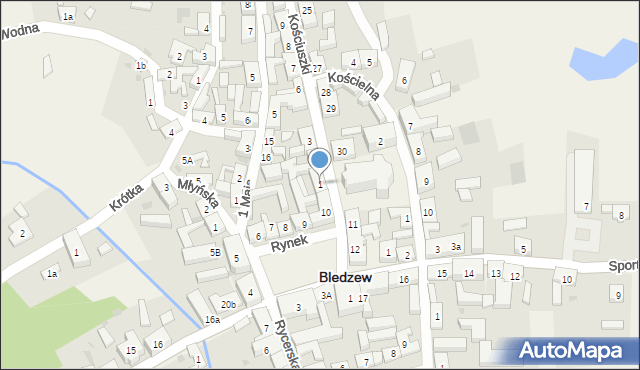 Bledzew, Kościuszki Tadeusza, gen., 1, mapa Bledzew