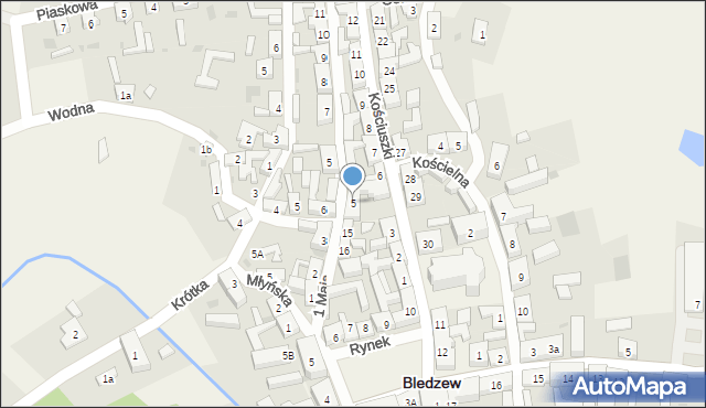 Bledzew, Kościuszki Tadeusza, gen., 5, mapa Bledzew