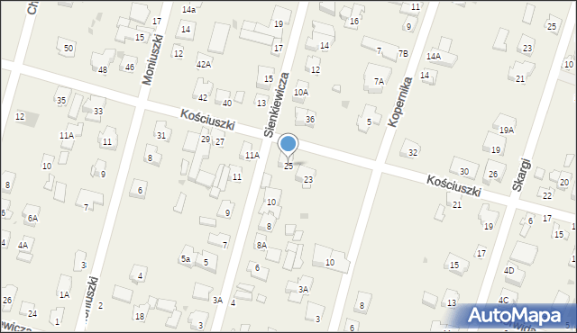 Blizne Jasińskiego, Kościuszki Tadeusza, gen., 25, mapa Blizne Jasińskiego