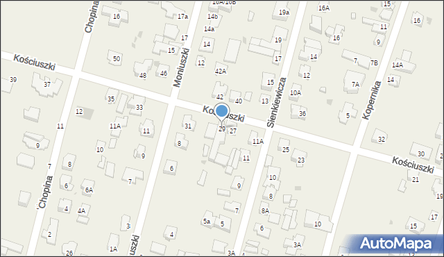 Blizne Jasińskiego, Kościuszki Tadeusza, gen., 29, mapa Blizne Jasińskiego