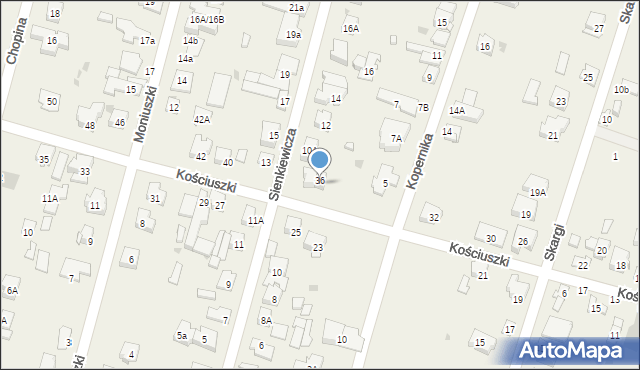 Blizne Jasińskiego, Kościuszki Tadeusza, gen., 36/38, mapa Blizne Jasińskiego