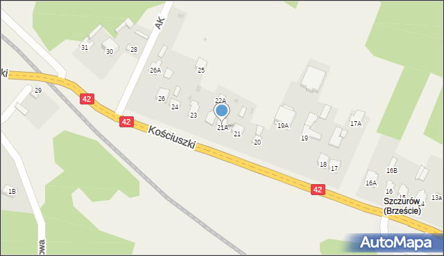 Bliżyn, Kościuszki Tadeusza, gen., 21A, mapa Bliżyn