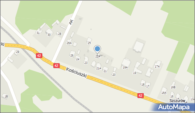 Bliżyn, Kościuszki Tadeusza, gen., 22A, mapa Bliżyn