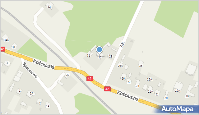 Bliżyn, Kościuszki Tadeusza, gen., 30, mapa Bliżyn