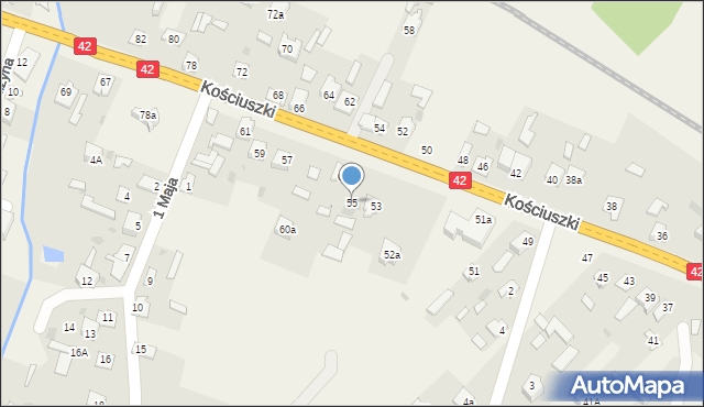 Bliżyn, Kościuszki Tadeusza, gen., 55, mapa Bliżyn