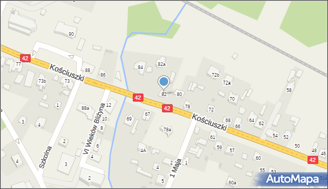 Bliżyn, Kościuszki Tadeusza, gen., 82, mapa Bliżyn