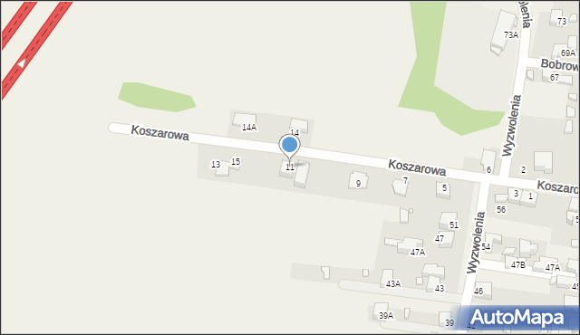 Bobrowniki, Koszarowa, 11, mapa Bobrowniki