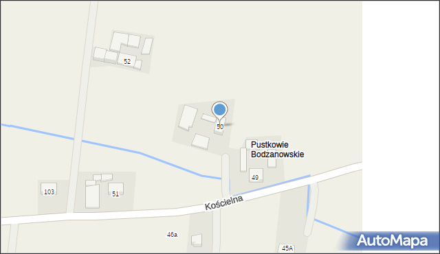 Bodzanowice, Kościelna, 50, mapa Bodzanowice