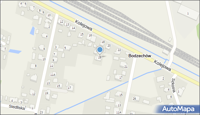 Bodzechów, Kolejowa, 19, mapa Bodzechów