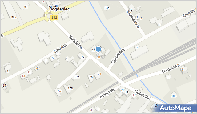 Bogdaniec, Kościelna, 18, mapa Bogdaniec