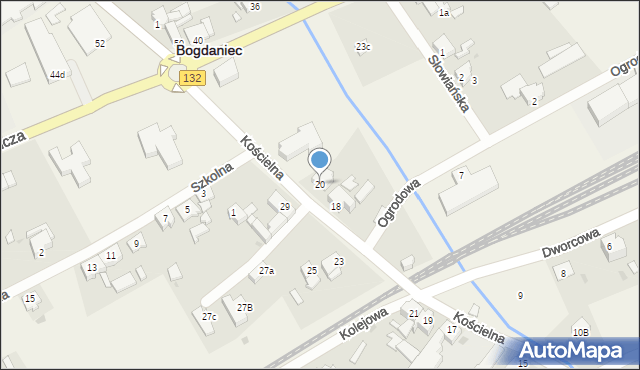 Bogdaniec, Kościelna, 20, mapa Bogdaniec