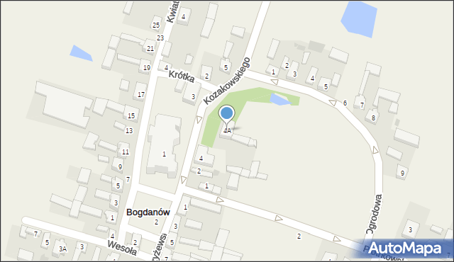 Bogdanów, Kozakowskiego Mieczysława, ks. kan., 4A, mapa Bogdanów