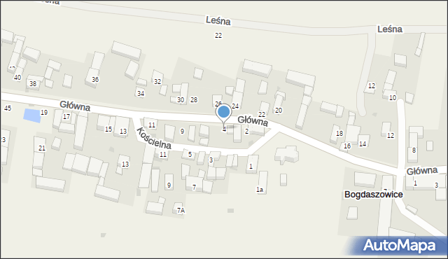 Bogdaszowice, Kościelna, 4, mapa Bogdaszowice