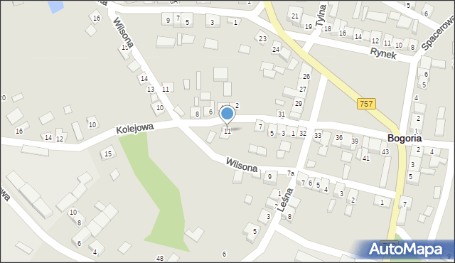 Bogoria, Kolejowa, 11, mapa Bogoria