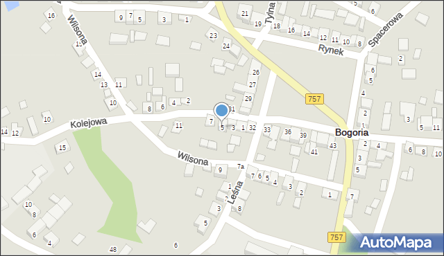 Bogoria, Kolejowa, 5, mapa Bogoria
