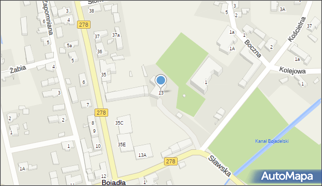 Bojadła, Kościuszki Tadeusza, gen., 13, mapa Bojadła