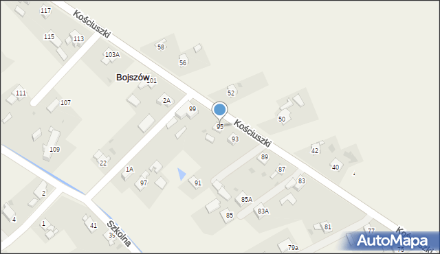 Bojszów, Kościuszki Tadeusza, gen., 95, mapa Bojszów