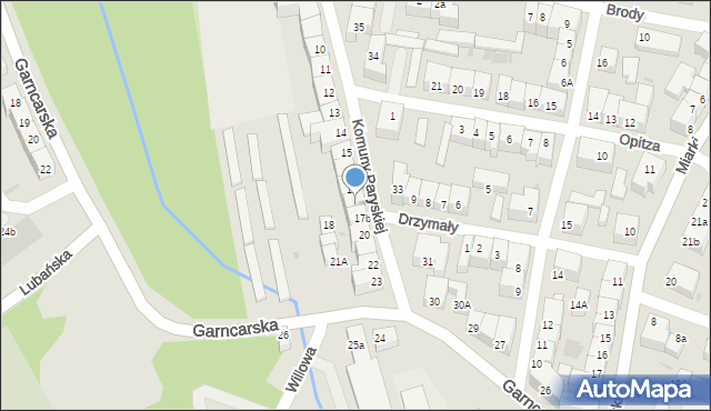 Bolesławiec, Komuny Paryskiej, 17a, mapa Bolesławca