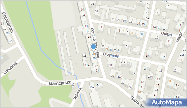 Bolesławiec, Komuny Paryskiej, 17b, mapa Bolesławca