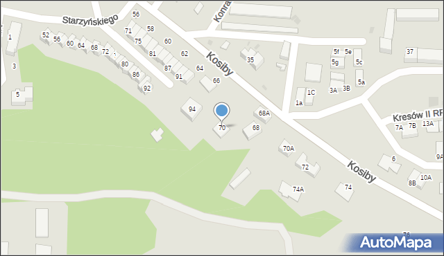 Bolesławiec, Kosiby Bronisława, 70, mapa Bolesławca