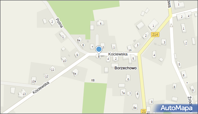 Borzechowo, Kociewska, 6, mapa Borzechowo