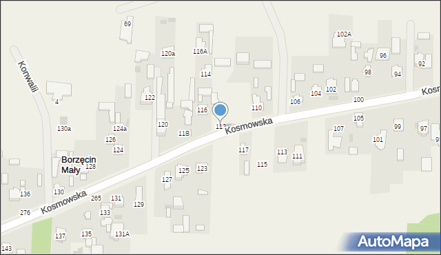 Borzęcin Duży, Kosmowska, 112, mapa Borzęcin Duży