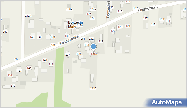 Borzęcin Duży, Kosmowska, 131A, mapa Borzęcin Duży