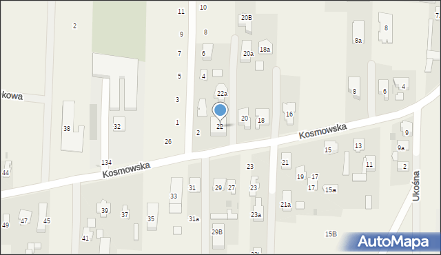 Borzęcin Duży, Kosmowska, 22, mapa Borzęcin Duży