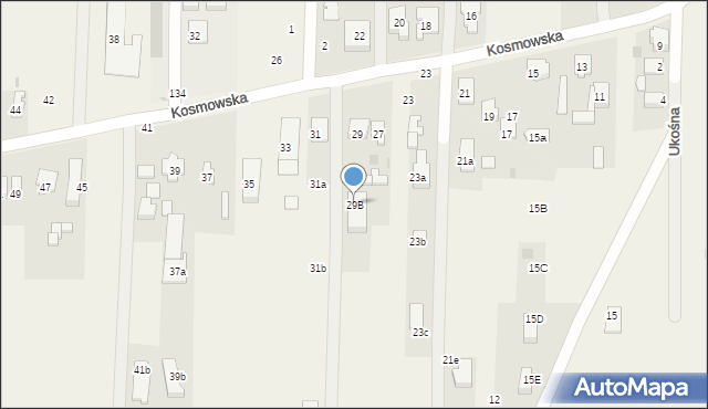 Borzęcin Duży, Kosmowska, 29B, mapa Borzęcin Duży