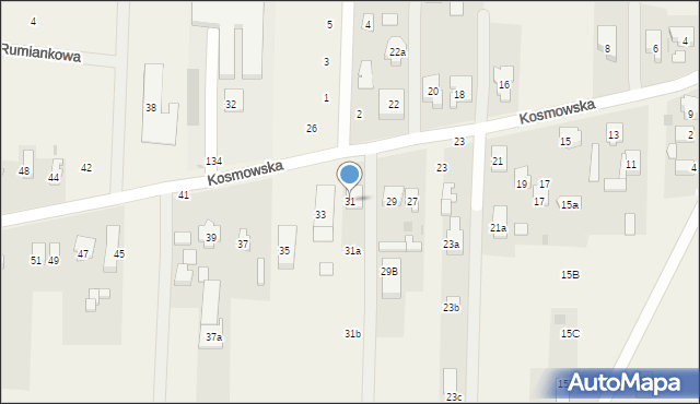 Borzęcin Duży, Kosmowska, 31, mapa Borzęcin Duży