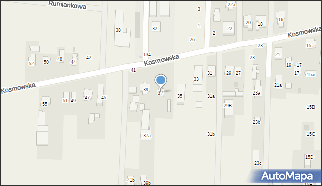 Borzęcin Duży, Kosmowska, 37, mapa Borzęcin Duży