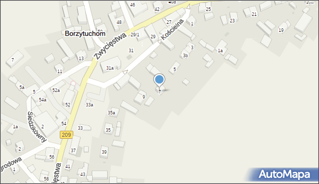 Borzytuchom, Kościelna, 7, mapa Borzytuchom