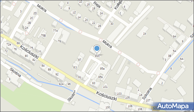 Braniewo, Kościuszki Tadeusza, gen., 91C, mapa Braniewo