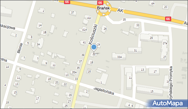 Brańsk, Kościuszki Tadeusza, gen., 22, mapa Brańsk