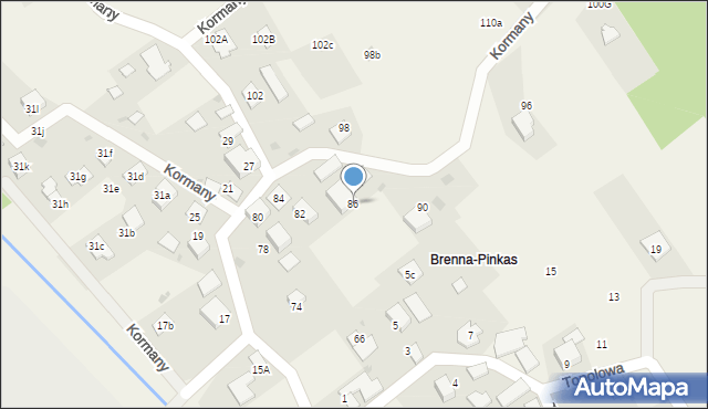 Brenna, Kormany, 86, mapa Brenna