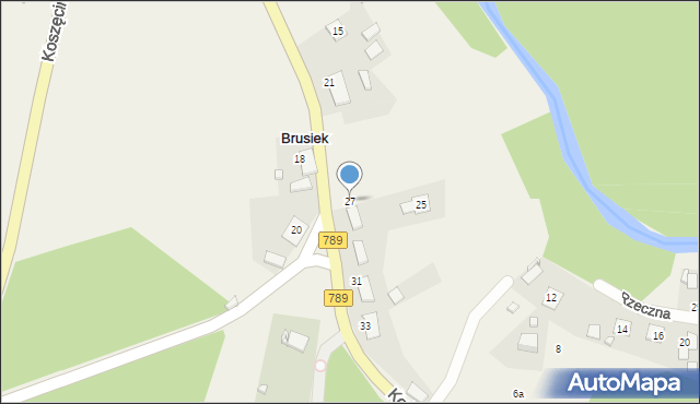 Brusiek, Kościelna, 27, mapa Brusiek