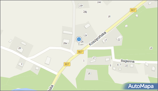 Brusiek, Koszęcińska, 28, mapa Brusiek