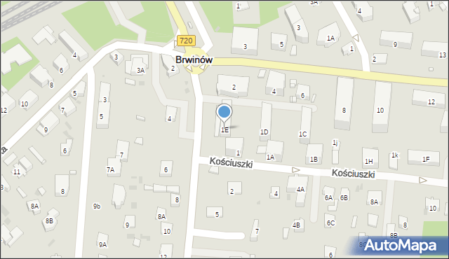 Brwinów, Kościuszki Tadeusza, gen., 1E, mapa Brwinów