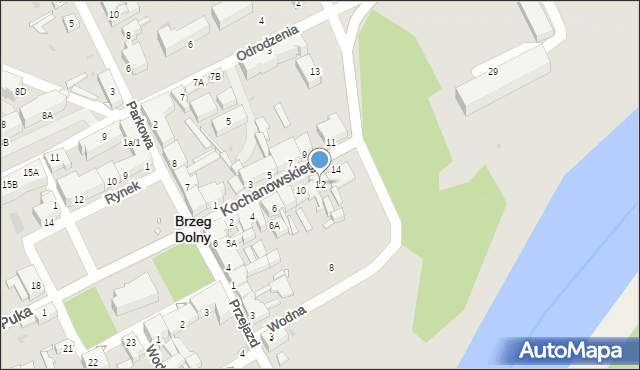 Brzeg Dolny, Kochanowskiego Jana, 12, mapa Brzeg Dolny