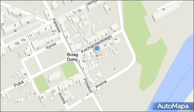 Brzeg Dolny, Kochanowskiego Jana, 6A, mapa Brzeg Dolny