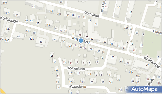 Brzesko, Kościuszki Tadeusza, gen., 42, mapa Brzesko