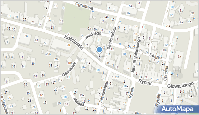 Brzesko, Kościuszki Tadeusza, gen., 5, mapa Brzesko