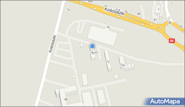 Brzesko, Kościuszki Tadeusza, gen., 70, mapa Brzesko