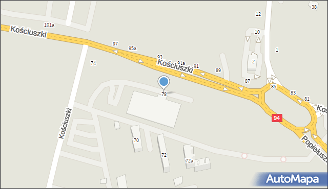 Brzesko, Kościuszki Tadeusza, gen., 78, mapa Brzesko