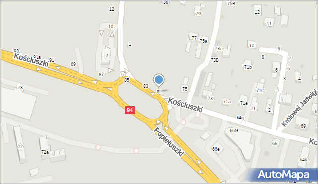 Brzesko, Kościuszki Tadeusza, gen., 81, mapa Brzesko