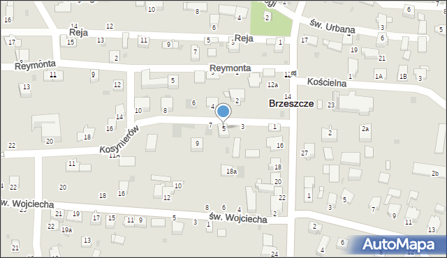 Brzeszcze, Kosynierów, 5, mapa Brzeszcze