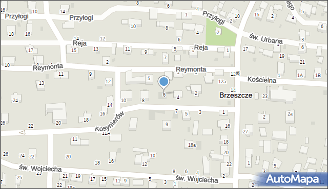 Brzeszcze, Kosynierów, 6, mapa Brzeszcze